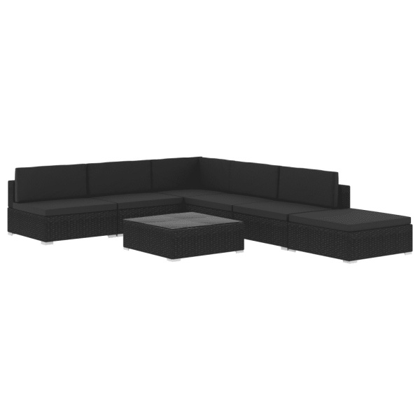 Set Mobilier De Grădină Cu Perne 6 Piese Negru Poliratan 47257